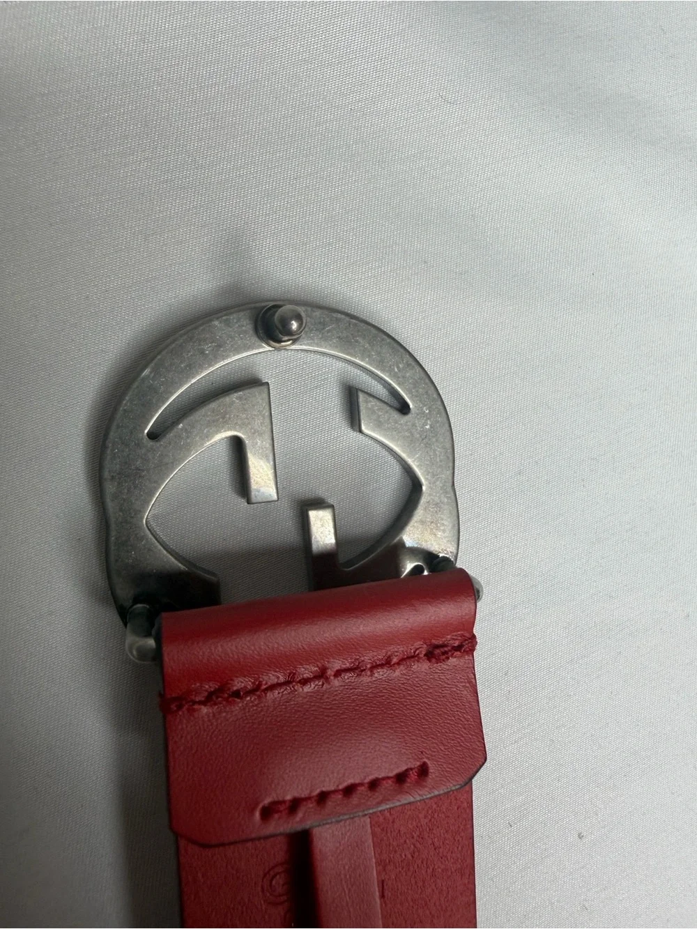 Gucci Interlocking G Red Leather Belt Size 95/38 NWT 546389